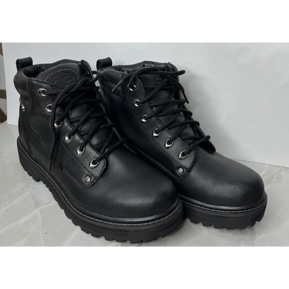 Skechers Utility BLACK Leather Work Boots Men Sz 11 4473 main image 7
